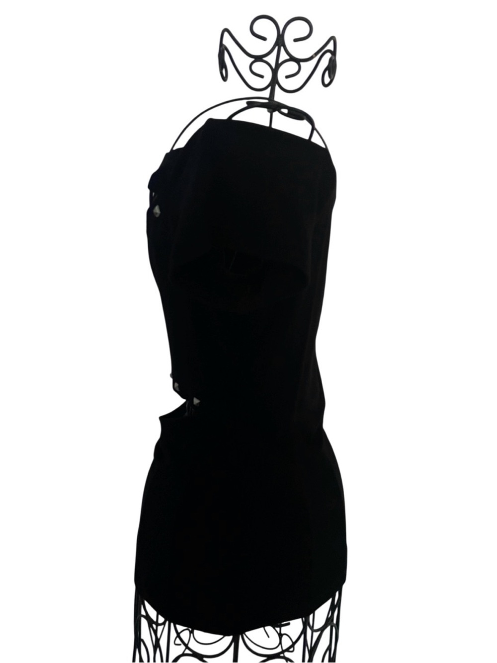 Handcrafted Black Stud-Trim Cut Out 2000s Women's Top - Picture 8 of 14